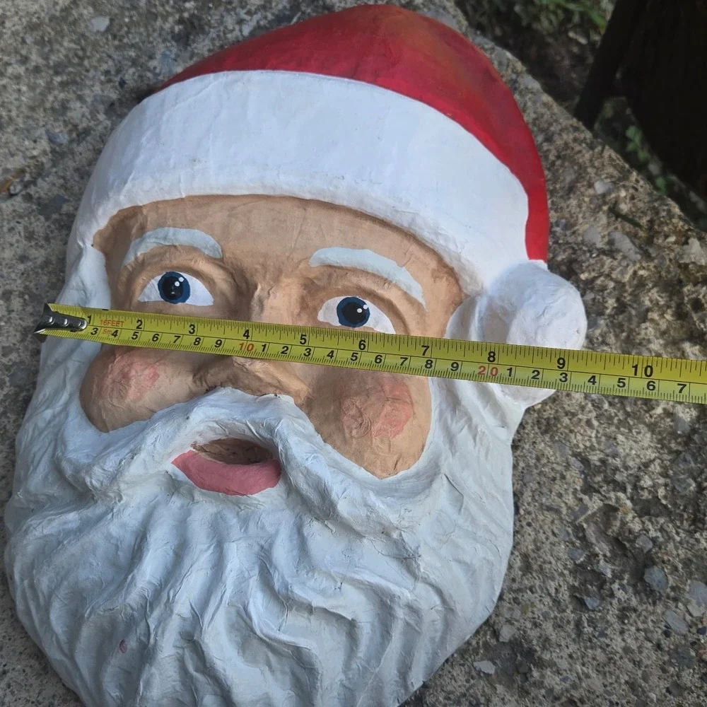 Vintage Santa Claus Head Paper Mache Christmas  Decor hand-made